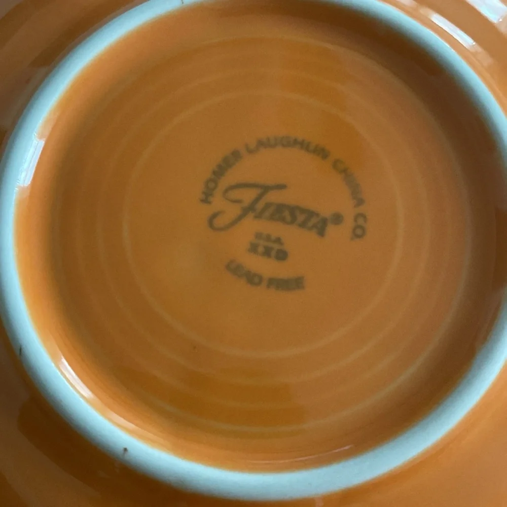 Fiesta Homer Laughlin Orange Teacup Set Saucers Cups Lead Free USA‎ made